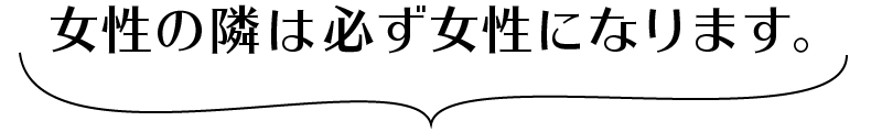 女性の隣は必ず女性になります。